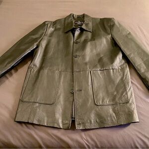 Classy black 4 button leather coat